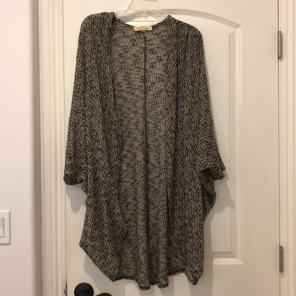 Long Mixed Print Open Cardigan